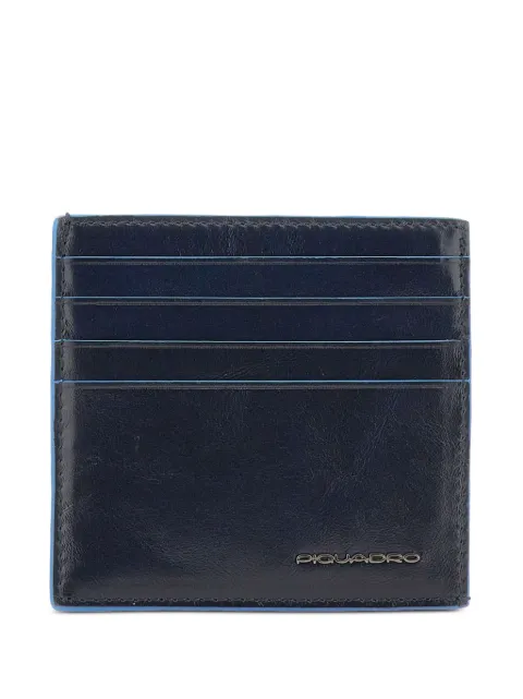 PIQUADRO logo-plaque leather cardholder Blue PP6553B2RBLU2