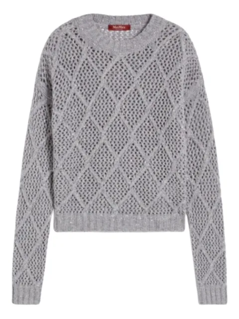 Max Mara sequin-embellished diamond-pattern sweater Grey 2526366052600