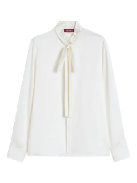 Max Mara ruffled neck-tie blouse Neutrals 2526116022600