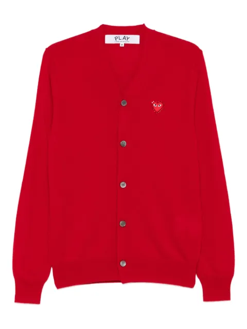 Comme Des Garçons Play hear-emblem rhinestone-embellishment cardigan Red AXN803051