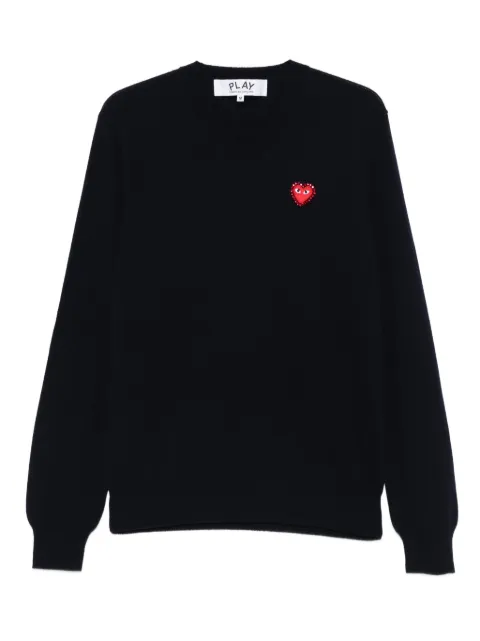 Comme Des Garçons Play heart-emblem v-neck sweater Blue AXN801051