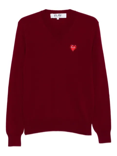 Comme Des Garçons Play heart-emblem V-neck sweater Red AXN801051