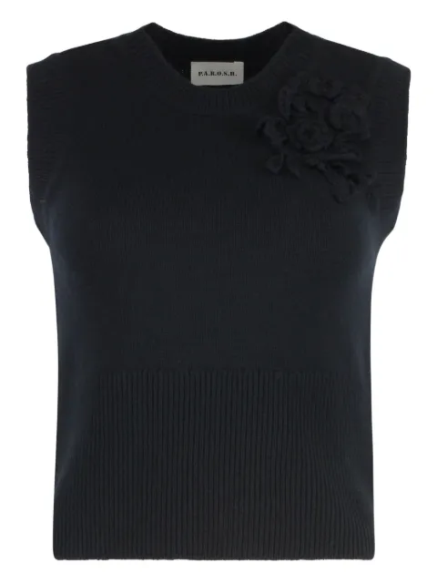 P.A.R.O.S.H. Loira flower-embellished knitted vest Black D500711RLOIRA