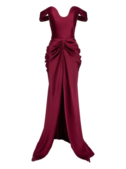 Ana Radu off-the-shoulder draped dress Red 45573