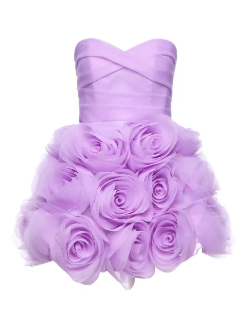 Ana Radu rose-embellished strapless mini dress Purple 41248