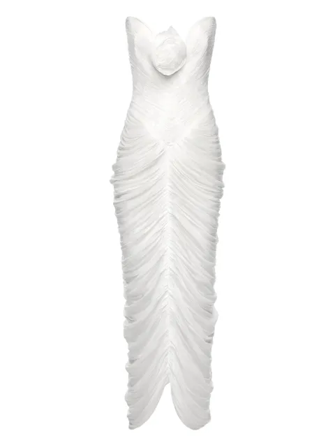 Ana Radu rose-embellished draped maxi dress White 45058