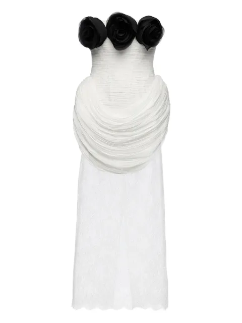 Ana Radu rose-embellished pleated dress White 45470