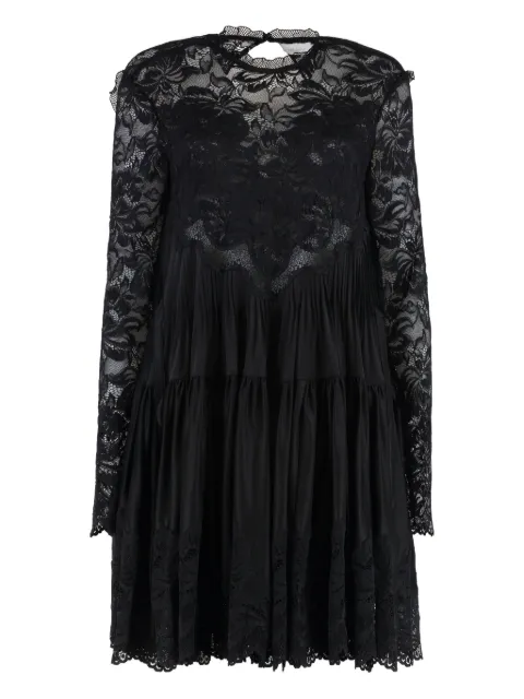 Rabanne floral-lace tiered dress Black AJRO137VI0267