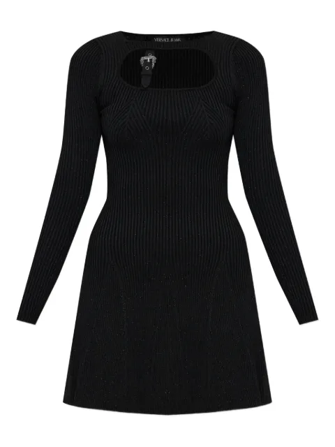 Versace Jeans Couture buckle-detail ribbed-knit mini dress Black 79HAOM01CMH23