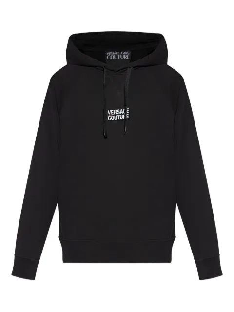 Versace Jeans Couture logo-patch hoodie Black 79GAIP06CF06P
