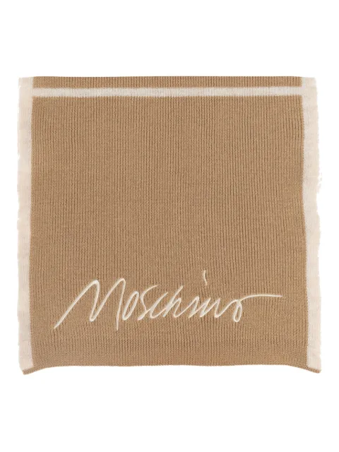 Moschino logo-embroidered panelled scarf Brown 30843M3351