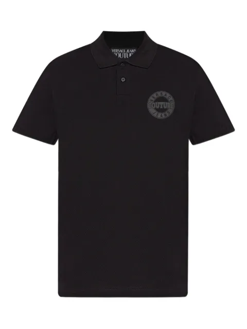 Versace Jeans Couture logo cotton polo shirt Black 79GAGT06CJ01T