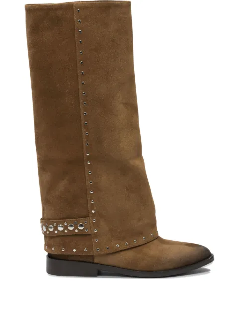 strategia shoes stud-embellishment suede boots Brown A5728VELOURTEQUILA