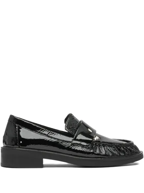 strategia shoes leather ruffle-detail loafers Black A5829BUBBLENERO