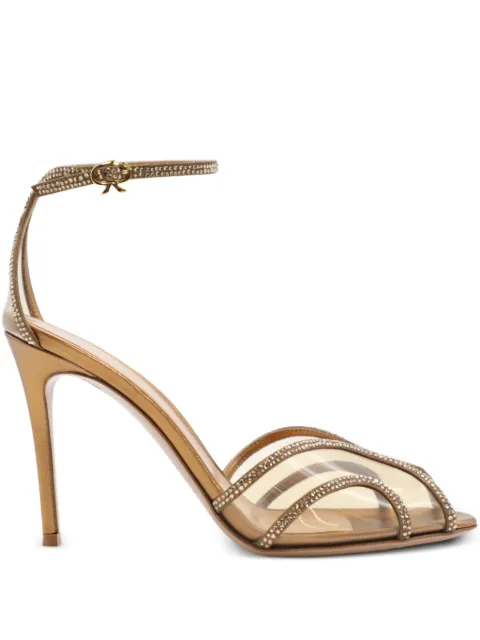 Gianvito Rossi 95mm crystal-embellished slingback pumps Neutrals G6176395RIC
