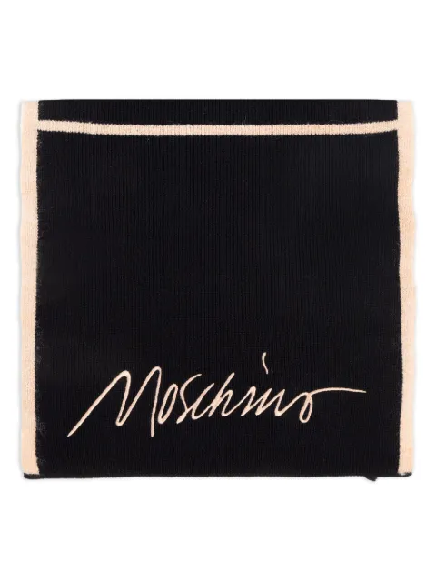 Moschino embroidered ribbed scarf Black 30843M3351