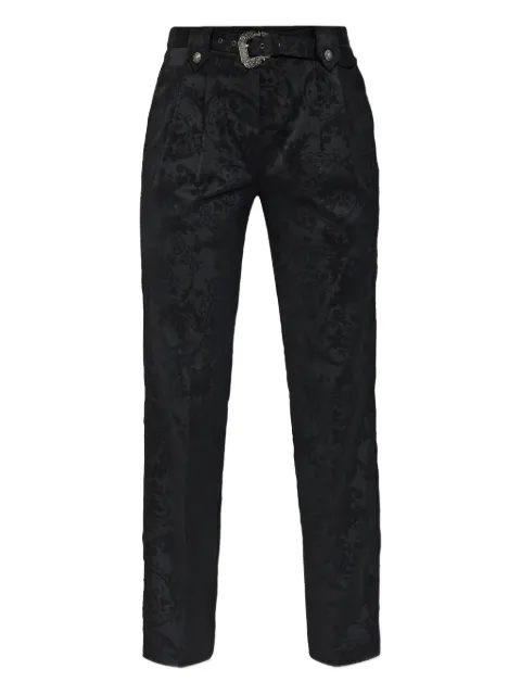 Versace Jeans Couture damask-pattern belted trousers Black 79HAA111N0553