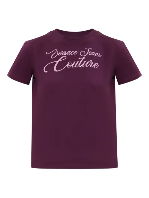 Versace Jeans Couture crystal-embellished T-shirt Purple 79HAHT05CJ03T