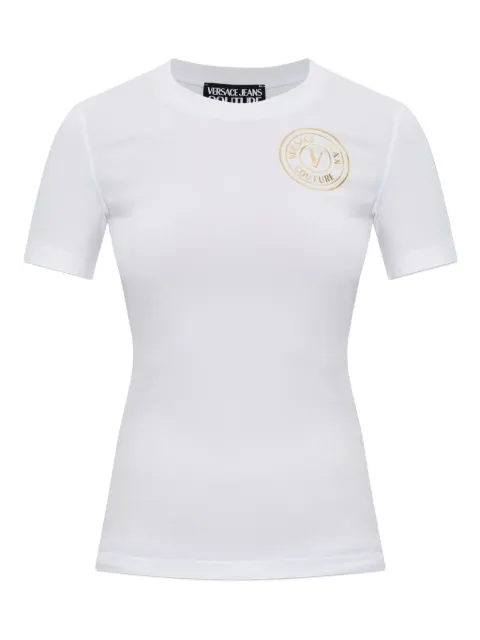Versace Jeans Couture logo-embellished short-sleeved T-shirt White 79HAHT01CJ03T