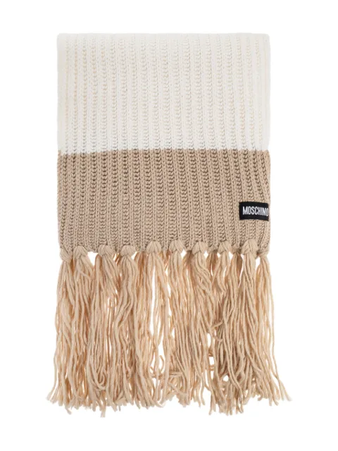 Moschino ribbed-knit fringed scarf White 30840M3340