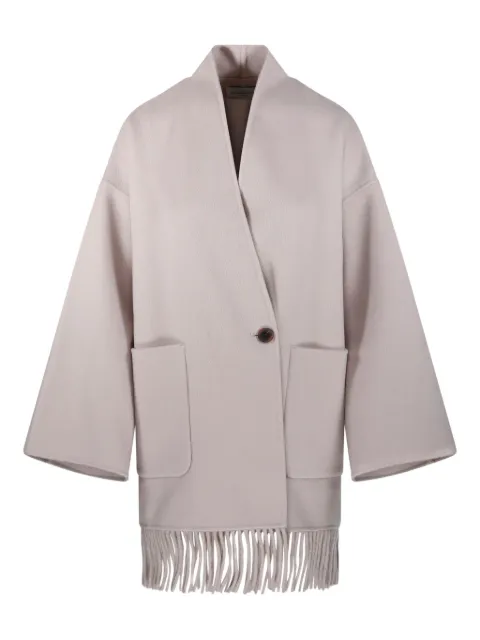 THE DYNAMIS STUDIO fring-edges patch-pocket coat Neutrals DS58F25