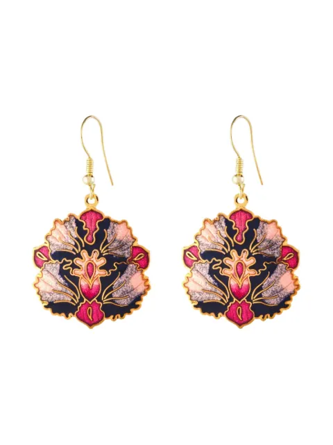 Susan Caplan Vintage 1980s Cloisonné earrings Black ER026478