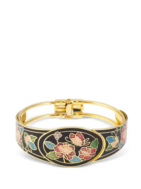 Susan Caplan Vintage 1980s Cloisonné floral bracelet Black BL009711