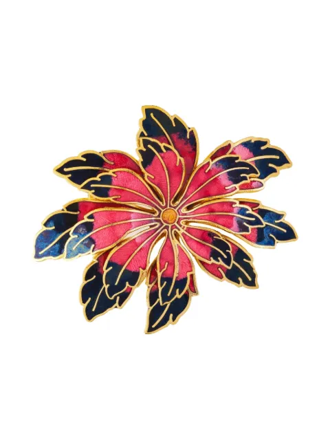Susan Caplan Vintage 1980s lotus-flower brooch Black PN025021