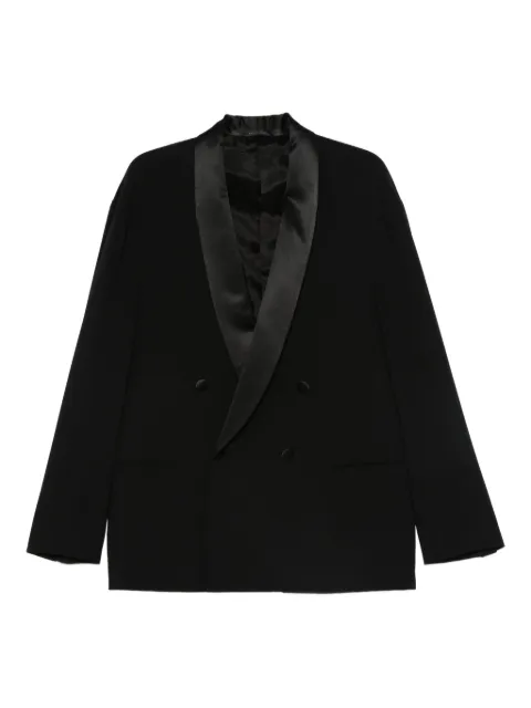 Giorgio Armani satin-lapels double-breasted suit Black GM002553TE10043