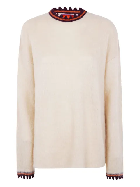 La DoubleJ scalloped-trimmed mohair wool sweater Neutrals PUL0165KNI170SOLIDBR05