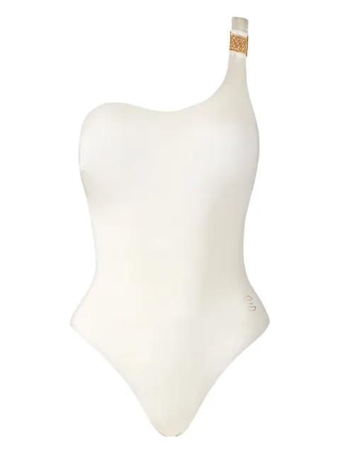 SOFIA ERHAN embellished one-shoulder swimsuit White ROSEONEPIECE