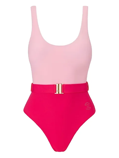 SOFIA ERHAN belted colour-block swimsuit Pink SCARLETONEPIECE