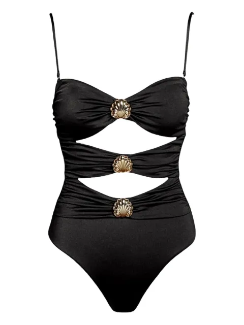 SOFIA ERHAN shell-embellished cut-out swimsuit Black SARAHONEPIECE