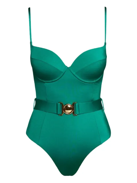 SOFIA ERHAN belted underwired swimsuit Green ALMAONEPIECE