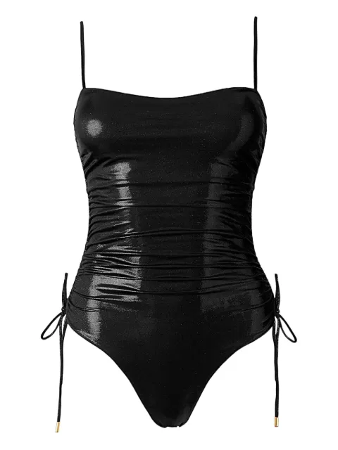 SOFIA ERHAN metallic-effect side-tie swimsuit Black LYRAONEPIECE