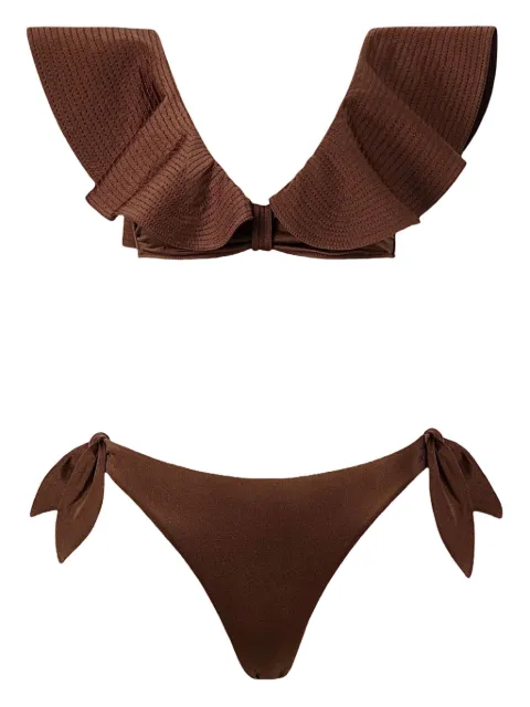 SOFIA ERHAN ruffled-trim bikini Brown MARINASET