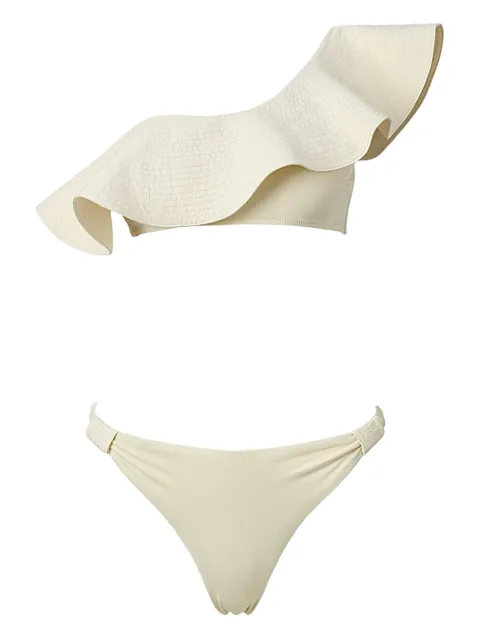 SOFIA ERHAN Florence asymmetric ruffled bikini Neutrals FLORENCESET