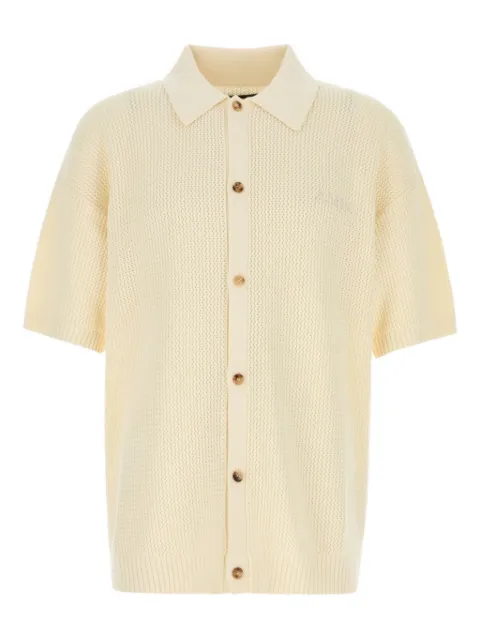 AMIRI embroidered-logo crochet shirt Yellow AMKNIR1037