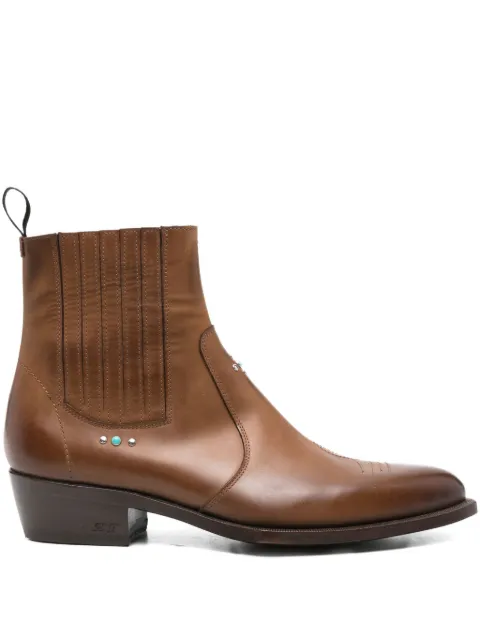 Lidfort stone-embellished leather boots Brown 559EB