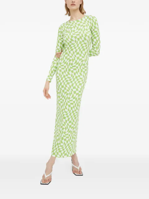 Résumé open-back checkd midi dress Green 16490922