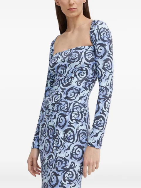 Résumé square neck printed top Blue 20501121