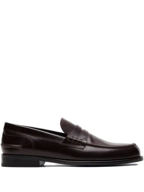 Brioni College leather penny loafers Brown QEIL0LOD715