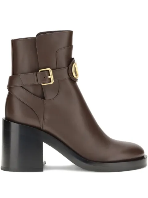 Valentino Garavani 90mm V-logo Signature buckled ankle boots Brown WS0MB4DSH