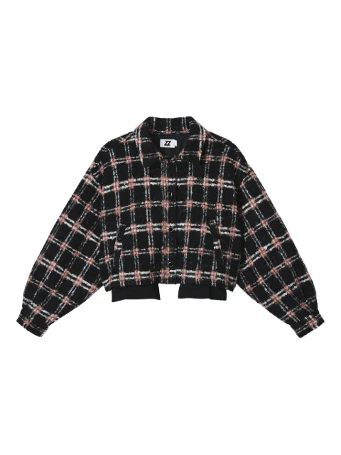 izzue checked balloon-sleeve jacket Black IZXSTW00478X