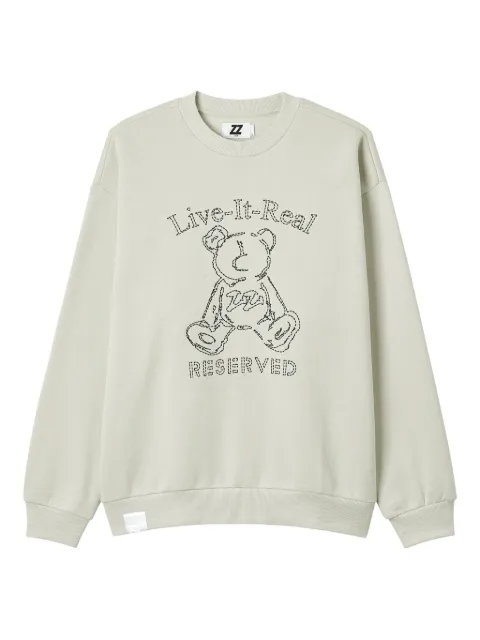 izzue teddy-embroidered crew-neck sweatshirt Neutrals IZXSWM00166X