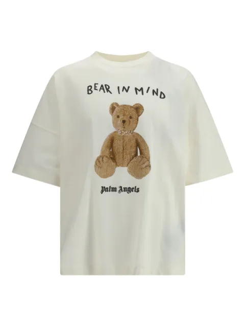 Palm Angels teddy bear print cotton T-shirt White PMAA10BF25JER004