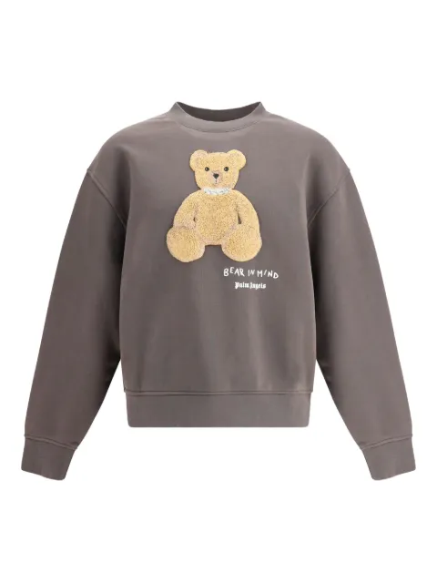 Palm Angels teddy-applique crew neck sweatshirt Grey PMBA08HF25FLE004
