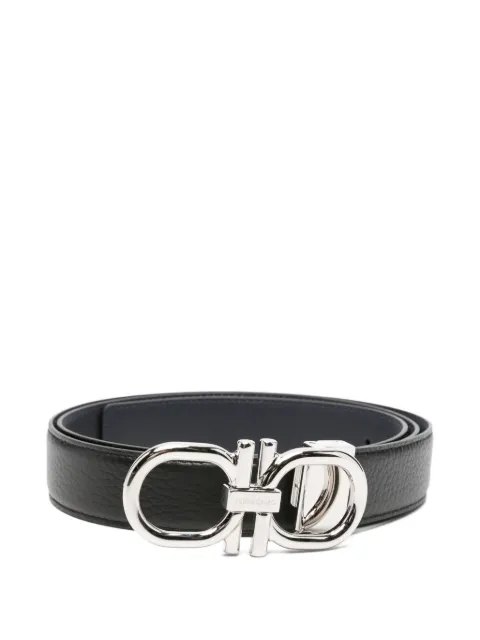 Ferragamo Gancini-detail leather belt Black 788533