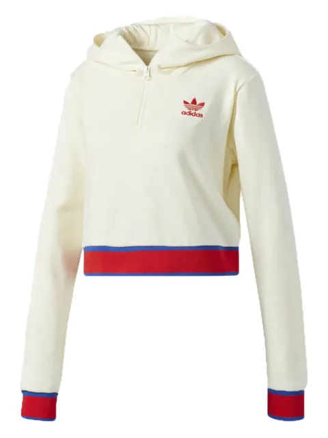 adidas Embellished Arts cropped hoodie White CV9437