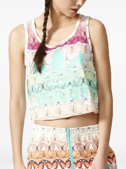 adidas logo-print crop top White BJ9030